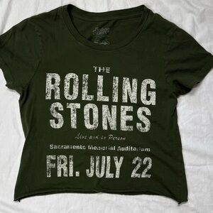 The Rolling Stones Raw Hem Crew Neck Baby Tee from Urban Outfitters